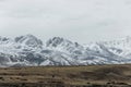 Landscape of grassland under snow mountain