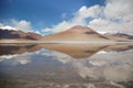 Landscape of the green lake in Bolivia natural reserve.