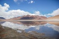 Landscape of the green lake in Bolivia natural reserve.