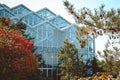 Landscape of the greenhouse at the gardens in Autumn