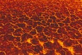 Landscape ground is full of lava, Magma ground background, Global warming