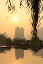 Sunrise Landscape of Guilin Karst mountains. Yangshuo, Guilin, Guangxi, China. Royalty Free Stock Photo