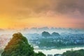 Landscape of Guilin, Li River and Karst mountains. Located near Yangshuo County, Guangxi Province, China Royalty Free Stock Photo