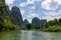Landscape of Guilin, Li River and Karst mountains. Located near Yangshuo, Guilin, Guangxi, China Royalty Free Stock Photo
