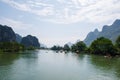 Landscape of Guilin, Li River and Karst mountains. Located in Yangshuo County, Guilin City, Guangxi Province, China. Royalty Free Stock Photo