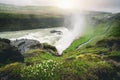 Landscape of Gullfoss waterfall in Iceland