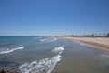 Landscape Gurugu Beach with Grao of Castellon in horizon Royalty Free Stock Photo