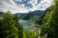 Landscape of Hallstatt lake and town