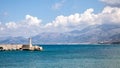 Landscape with harbor in Limenas Chersonisou in Crete island