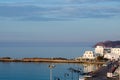 Landscape of harbor and sea at beautiful Naxos island, Greece Royalty Free Stock Photo