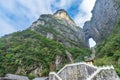 Landscape of The Heaven Gate of Tianmen Mountain National Park with 999 step stairway on a cloudy day Zhangjiajie Royalty Free Stock Photo