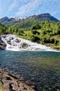 Landscape with Hellesyltfossen waterfall - Geiranger, Norway Royalty Free Stock Photo