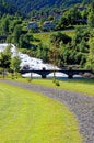 Landscape with Hellesyltfossen waterfall - Geiranger, Norway Royalty Free Stock Photo