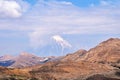 The landscape of high altitude Alborz mountains and Damavand Peak