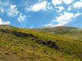 The landscape of high altitude fields and hilly mountain in Alborz range , Iran Royalty Free Stock Photo