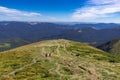 Landscape from the highest peak of the Ukrainian Carpathians Mount Hoverla 2061m. Amazing nature landscape. popular tourist attr