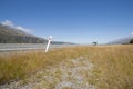 Landscape from highway through Southern Alps In South Island New Zealand