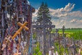 Landscape of Hill of crosses, Kryziu kalnas, Lithuania Royalty Free Stock Photo