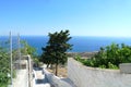 Landscape from the hill of Rhodes island in Greece, nature is wonderful, sea and sky are exquisite Royalty Free Stock Photo
