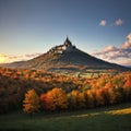 Landscape of hills in autumn colors. The Stiavnica Mountains, volcanic mountain range southern central Slovakia,