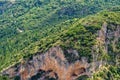 Landscape of hills and mountains closeup