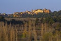 Landscape with historic ocher village Roussillon, Provence, Luberon, Vaucluse, France Royalty Free Stock Photo