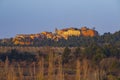 Landscape with historic ocher village Roussillon, Provence, Luberon, Vaucluse, France Royalty Free Stock Photo