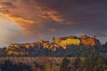 Landscape with historic ocher village Roussillon, Provence, Luberon, Vaucluse, France Royalty Free Stock Photo