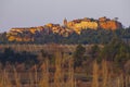 Landscape with historic ocher village Roussillon, Provence, Luberon, Vaucluse, France Royalty Free Stock Photo