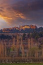 Landscape with historic ocher village Roussillon, Provence, Luberon, Vaucluse, France Royalty Free Stock Photo