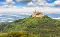 Landscape with Hohenzollern Castle on mountain top, Germany Royalty Free Stock Photo