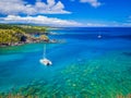 Landscape of Honolua Bay Maui Hawaii Snorkeling coral reefs in marine preserve Royalty Free Stock Photo