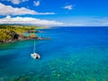 Landscape of Honolua Bay Maui Hawaii Snorkeling coral reefs in marine preserve Royalty Free Stock Photo