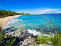 Landscape of Honolua Bay Maui Hawaii Snorkeling coral reefs in marine preserve Royalty Free Stock Photo