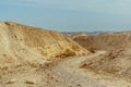 Landscape horizon view on desert mountains and sky near the dead sea in Israel Royalty Free Stock Photo