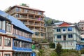 Landscape houses in the mountains of Nepal autumn Himalayas