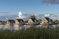 Landscape with housing estate on the river Harle near Harlesiel Royalty Free Stock Photo