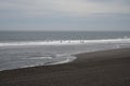 Landscape. A huge and incredibly beautiful beach with black volcanic sand