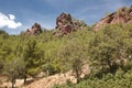 Landscape with huge rocks and pine tree forest in Spain Royalty Free Stock Photo