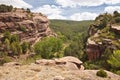 Landscape with huge rocks and pine tree forest in Spain Royalty Free Stock Photo