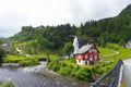 Landscape of huge Steinsdalsfossen waterfall Norheimsund Norway Royalty Free Stock Photo