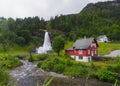 Landscape of huge Steinsdalsfossen waterfall Norheimsund Norway Royalty Free Stock Photo