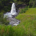 Landscape of huge Steinsdalsfossen waterfall Norheimsund Norway Royalty Free Stock Photo