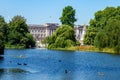 Landscape of hyde park and buckingham palace Royalty Free Stock Photo