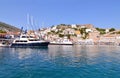 Landscape of Hydra port Saronic Gulf Greece