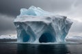 A landscape of an iceberg melting