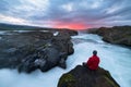 Landscape of Iceland with Godafoss waterfall Royalty Free Stock Photo