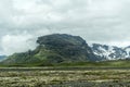 Landscape Iceland green grass snow glacier 6