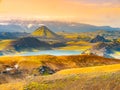 Landscape of Icelandic Highlands at Laugavegur trail with Alftavatn Lake, Iceland Royalty Free Stock Photo