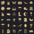 Landscape icons set, simple style